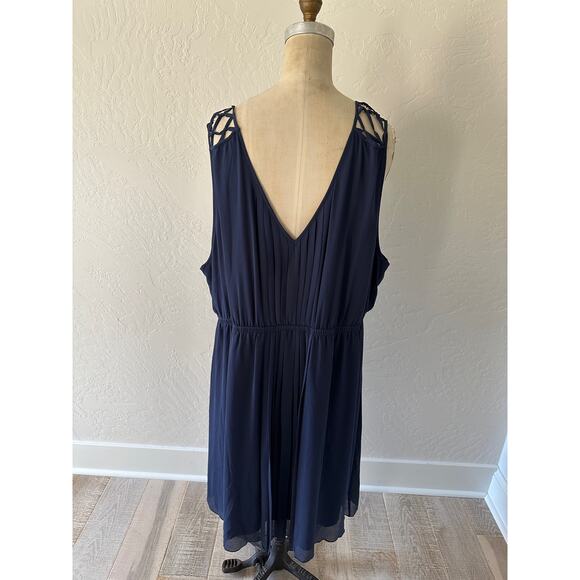 TORRID | Womens Chiffon Pleat Skate Dress NEW Size 4X Navy Blue Career Vacation - Picture 4 of 12